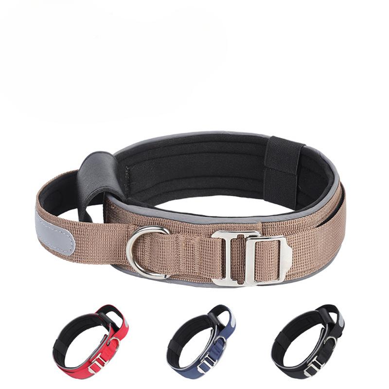 Tactical Dog Collar Explosion-proof Hand-held Medium and Large Dog Adjustable Reflective Neck Collar Pet Nylon Collar