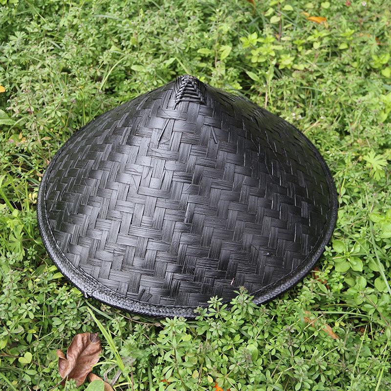 Retro Black Unisex Bamboo Hat and Raincoat for Dance and Film Shoots