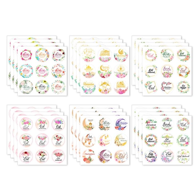 Set of 90Pcs Eid Mubarak Sticker 40mm Decorative Wrapping Sticker for Journal Planner Packaging Party Decoration