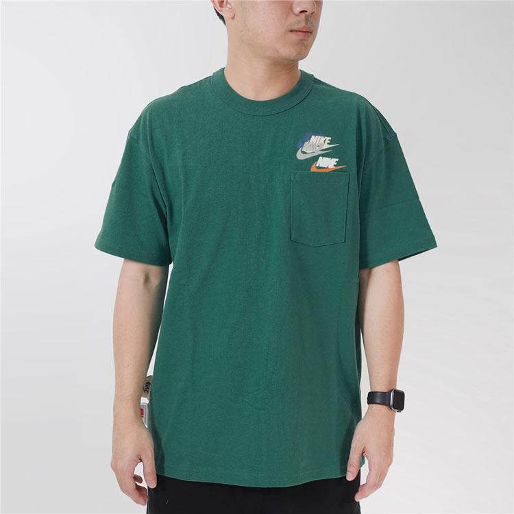 Nike Logo Print Crew Neck T-Shirt Men Tops Green DV3316-350