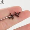 Mini Stainless Steel Geometric Earrings Black for Women Men Heart Triangle Leaf Volleyball Ear Studs Punk Piercing Pendientes