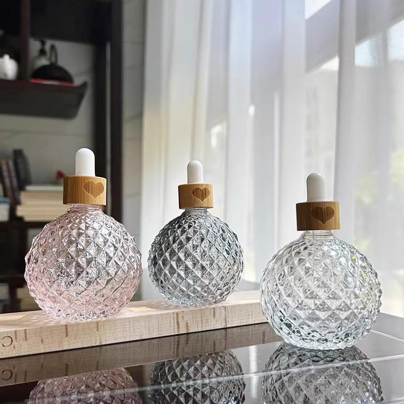 100ML Large Capacity Glass Essential Oil Dropper Bottle with Bamboo Lid