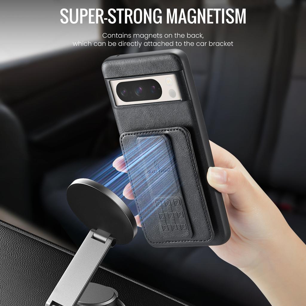 For Google Pixel 8 Pro Case with Card Holder and Kickstand RFID Blocking Leather Coating Back Cover