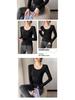 Women's Black Modal Crew Neck Long Sleeve Base Layer Top - Slim Fit, Low Neck Design for 2025 Autumn/Winter