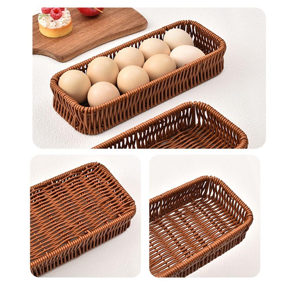 Rattan Weaving Faux Wicker Bread Tray Household Food Serving Basket  Home Decor