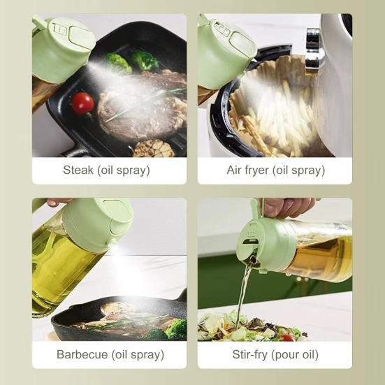 Oil Sprayer Bottle for Kitchen 2 In 1 Glass Oil Dispenser