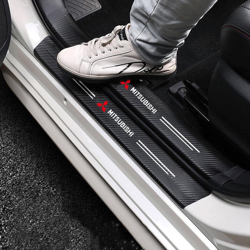 Car Carbon fiber Door Sill Welcome Pedal for Mitsubishi Pajero Sport Eclipse Cross L200 Colt Delica Ralliart Triton Accessories