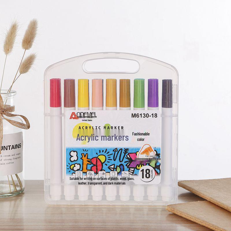 Acrylic Marker Pen Set - 12, 24, 36, 48 Colors for Kids Art and Painting with Portable Box