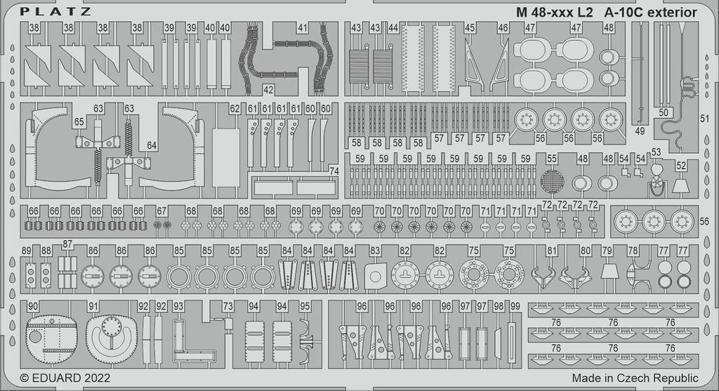 Platz Thunderbolt II Etched Exterior Plastic Model Kit Parts Molded Color 1/48 A-10C Parts, Parts, M48-17,