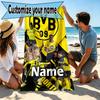 Asciugamano da Spiaggia Personalizzato con Nome Borussia Dortmund, per Viaggio Campeggio Festa in Spiaggia Arredamento Casa, Regalo di Compleanno per Famiglia e Amici