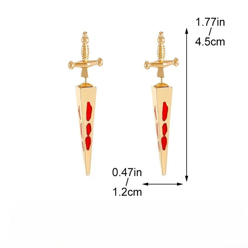 Punk Sword Gothic  Piercing Earrings for Women Men Goth Crystal Ear Jacket Dagger Stud Earrings Zircon