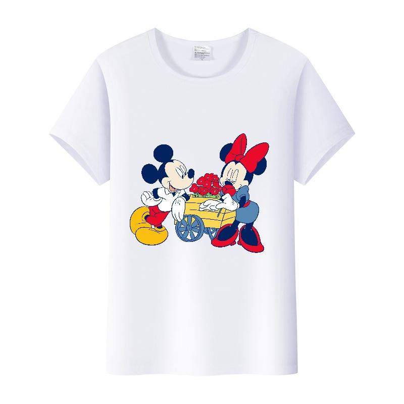 Casual Unisex Cartoon Minnie Tshirt Mickey Mouse Tops Graphic Clothes Summer Blouses T-shirt White 2000s Tees