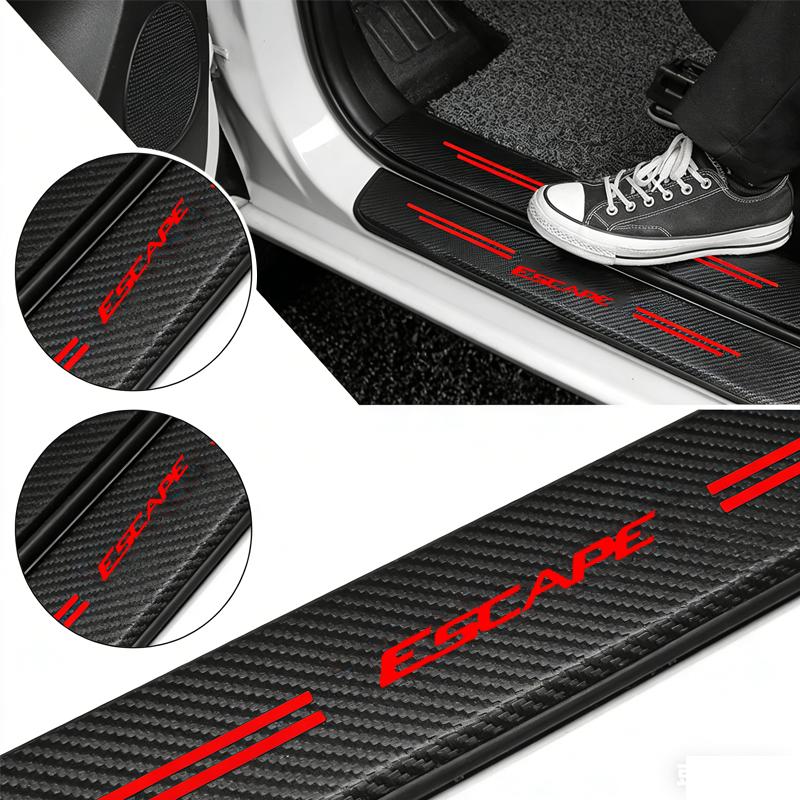 VOPL3 Car Rear Bumper Guard Protector Sticker For Ford ESCAPE Emblem Carbon Fiber Front Door Sill Threshold Cover Auto Accessories