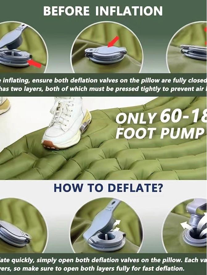 Double Inflatable Camping Sleeping Pad and Mattress