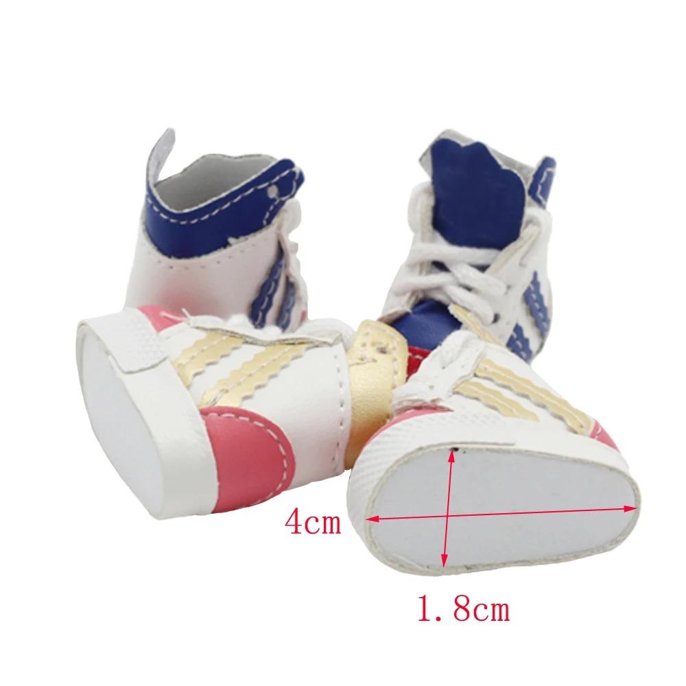 Labubu  Shoes (4*1.8cm) Doll Sneakers ,for 17cm Macaron Plush and 15cm EXO Cotton Doll and 1/6 BJD Doll Clothes Shoe Accessoires