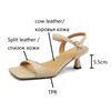 Fashion 2025 Summer Sandals Women Shoes Open-Toe Thin Heel Women Sandals Split Leather Square Toe Shoes for Women High Heels Handmade