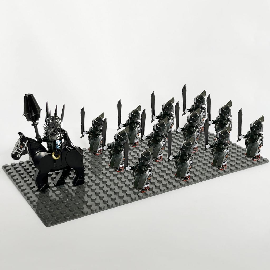 13pcs Medieval Soldiers Lord Sauron Witch-king of Angmar Shadow Orcs Strong Uruk-hai  Minifig Building Block Toys for Kids