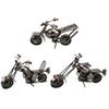 Clove Cube: Set of 3 Iron Motorcycle Figurines, Retro Miniature Ornaments, Stylish Entryway Decorations (SOUL BLACK)