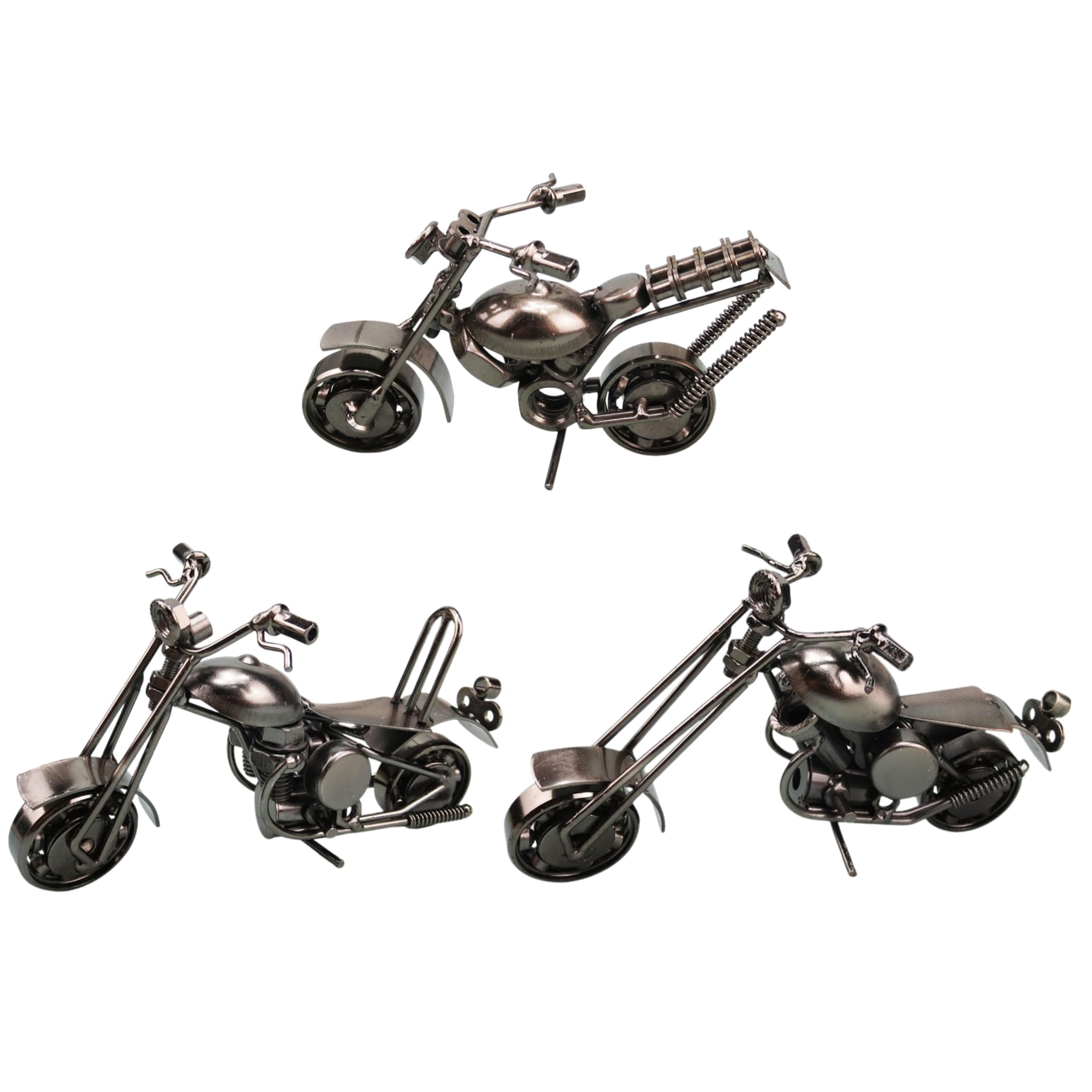 Ornament Set of Retro Stylish Entryway Decoration Clove CubeMotorcycle 3, Iron, Miniature, (SOUL BLACK)