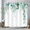 Watercolour Botanical Floral Leaf Shower Curtain Polyester Fabric Washable Home Bathroom Curtains Bathroom Decoration With Hooks