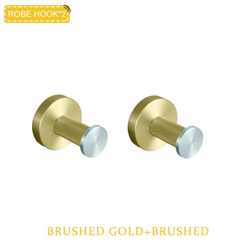 Brushed Gold & Brushed Bathroom Accessories Set Wall Mounted Clothes Hook Toilet Paper Holder Towel Bar Hardware Pendant