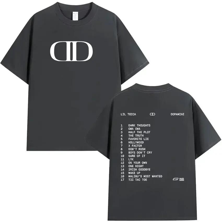 Lil Tecca Dopamine Tour Album 2025 Logo Print T Shirts Unisex Wounisex Fashion Vintage Oversized Tshirt Casual Cotton Tees Streetwear