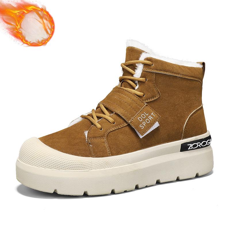 Men's Winter Warm Lace-Up Snow Boots Faux Suede Ankle Boots Non-Slip Faux Fur Lining Short Booties Outdoor Athletic Hiking Walking Shoes for Men