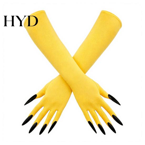 Creepy Long Nail Gloves 1 Pair Halloween Ghost Claw Gloves, Fingernail Witch Costume Durable Party Handwear Accessory, Dark Performance Prop