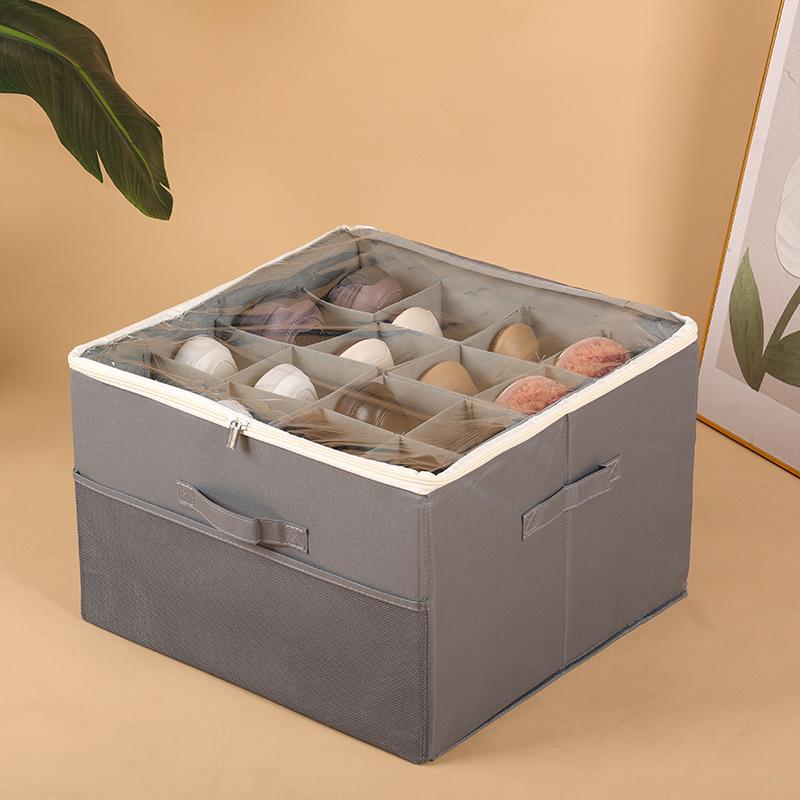 Cross-border Multi-functional Foldable Fabric Shoe Storage and Organizer Box with Lid