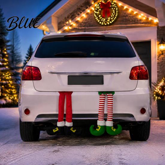 Christmas Elf Leg Decorations Hanging Ornaments, Red Green Striped Fabric Lightweight for Holiday Tree Fireplace And Car Interior Party Supplies