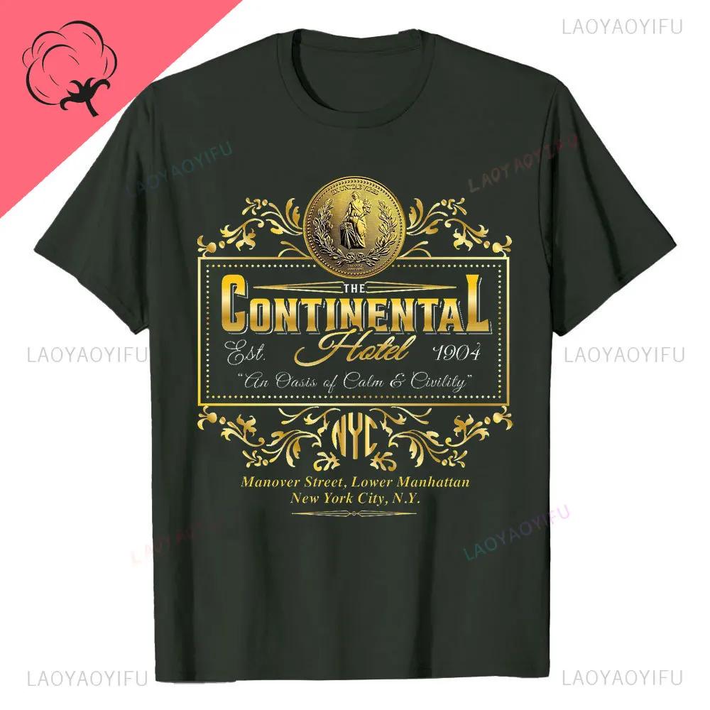 John Wick Movie Printed T Shirt Continental NYC Adult Short Sleeve Action Thriller Vintage Style Graphic Oneck Summer Tees