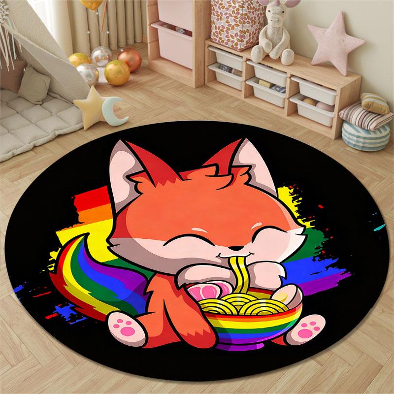 Glam Round Boho Multicolor Rug Pad, Non-Slip Floor Mat for Kitchen