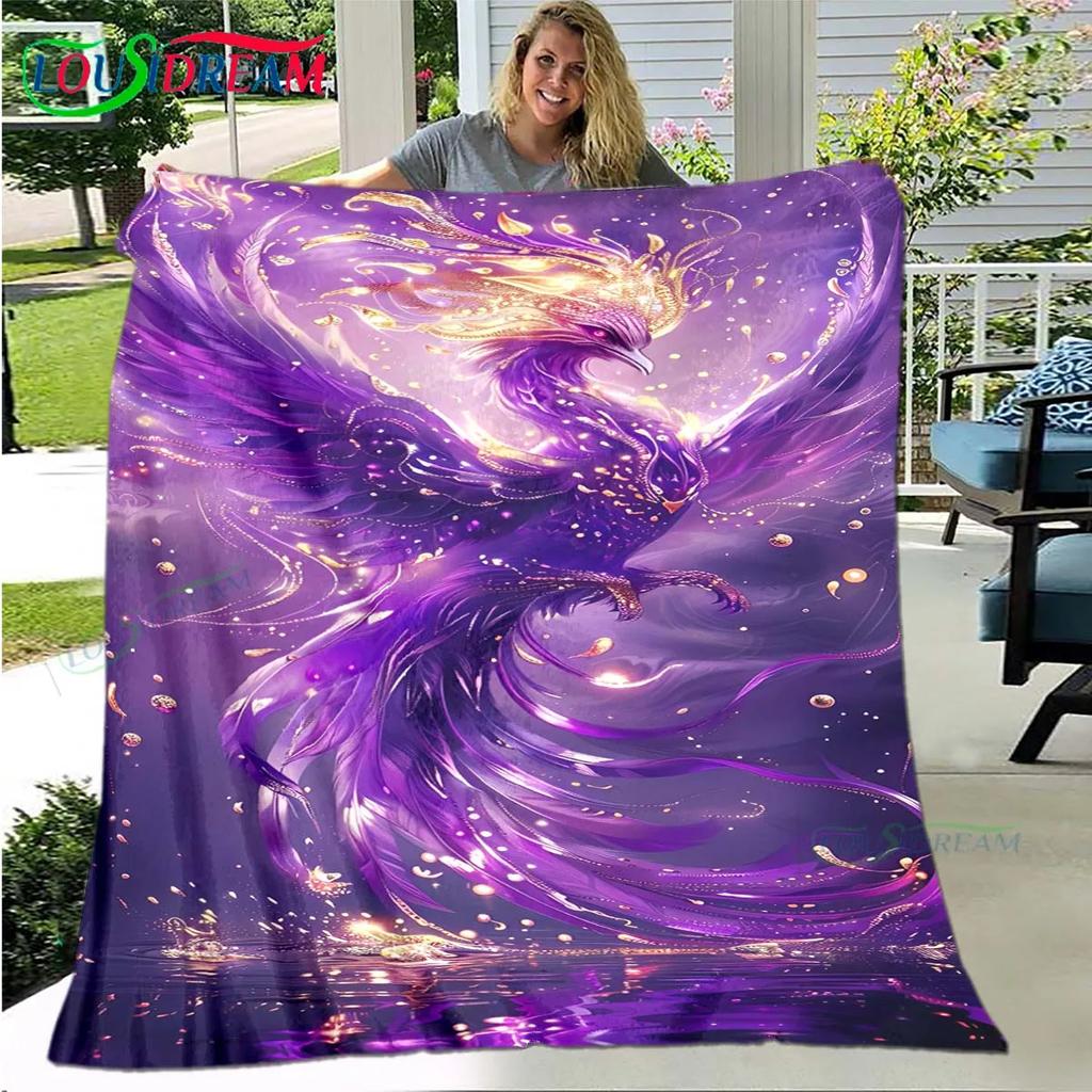 3D Popular Mythical Beast Phoenix Blanket,Flannel Throw Blanket for Home Bedroom Bed Sofa Picnic Office Hiking Leisure Nap Gift