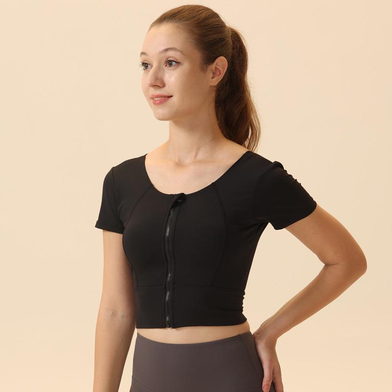 

Women s Yoga Top: Short Sleeve Mesh, Elegant Cross Back Design, Ideal for Fitness and Pilates Training. Large