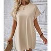 Color Size Solid Summer Plue Floral Dress Summer Short Sleeve Slim Shirt Big Hem Loose Beach Party Elegant Dresses S2xl