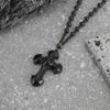 Obsidiaan Kristal Kruis Stijl Retro Mode Licht Luxe Sieraden Hanger Ketting