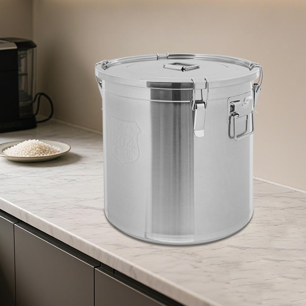 Stainless Steel Airtight Food Storage Canister, 48L Large Capacity Kitchen Container with Handles & Lid for Rice, Flour, Sugar