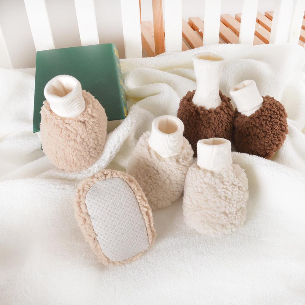 Sonbahar Kış Kalınlaştırılmış Flanel Bebek Yürümeye Başlayan Çocuk Ayakkabıları - Kaymaz Yumuşak Taban, Sıcak Yüksek Bilekli Çoraplar