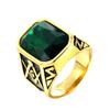 Trendy Gold Plated Titanium Ring with Colorful Gems Punk Style Stainless Steel Jewelry