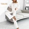 2 Pcs/Set Women Top Pants Set Round Neck Long Sleeves Sweatshirt Elastic Waist Wide Leg Sweatpants Sport Outfit Autumn Casual Tracksuit
