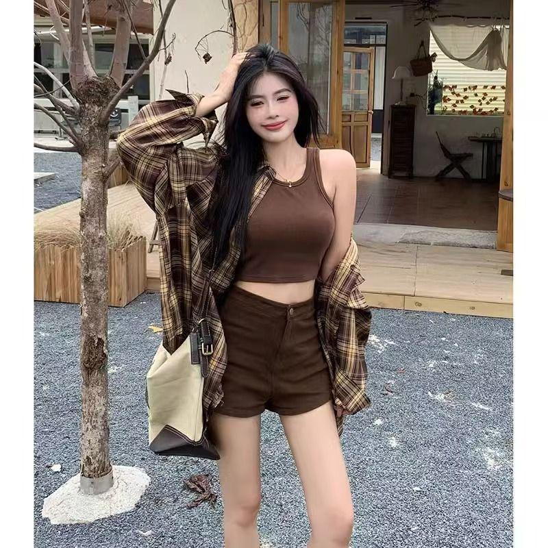 Women's Plaid Grid Long Sleeve Cardigan - Thin, Retro, Loose Fit for Spring/Summer