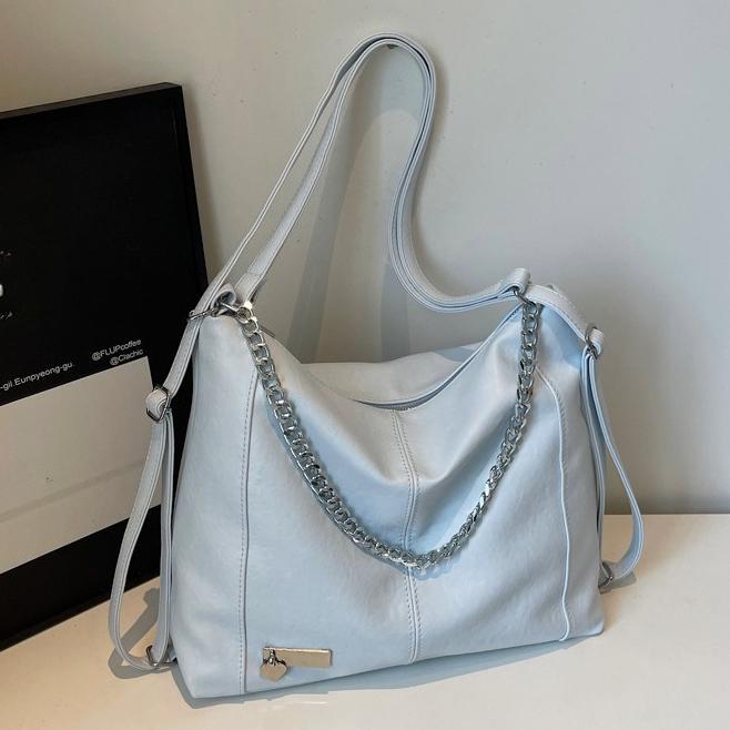Fashionable Chain Decor Tote Bag Leather Crossbody Bag Multi-functional Backpack Suitable Travel for Daily Shopping Weekend Travel and Other Scenes