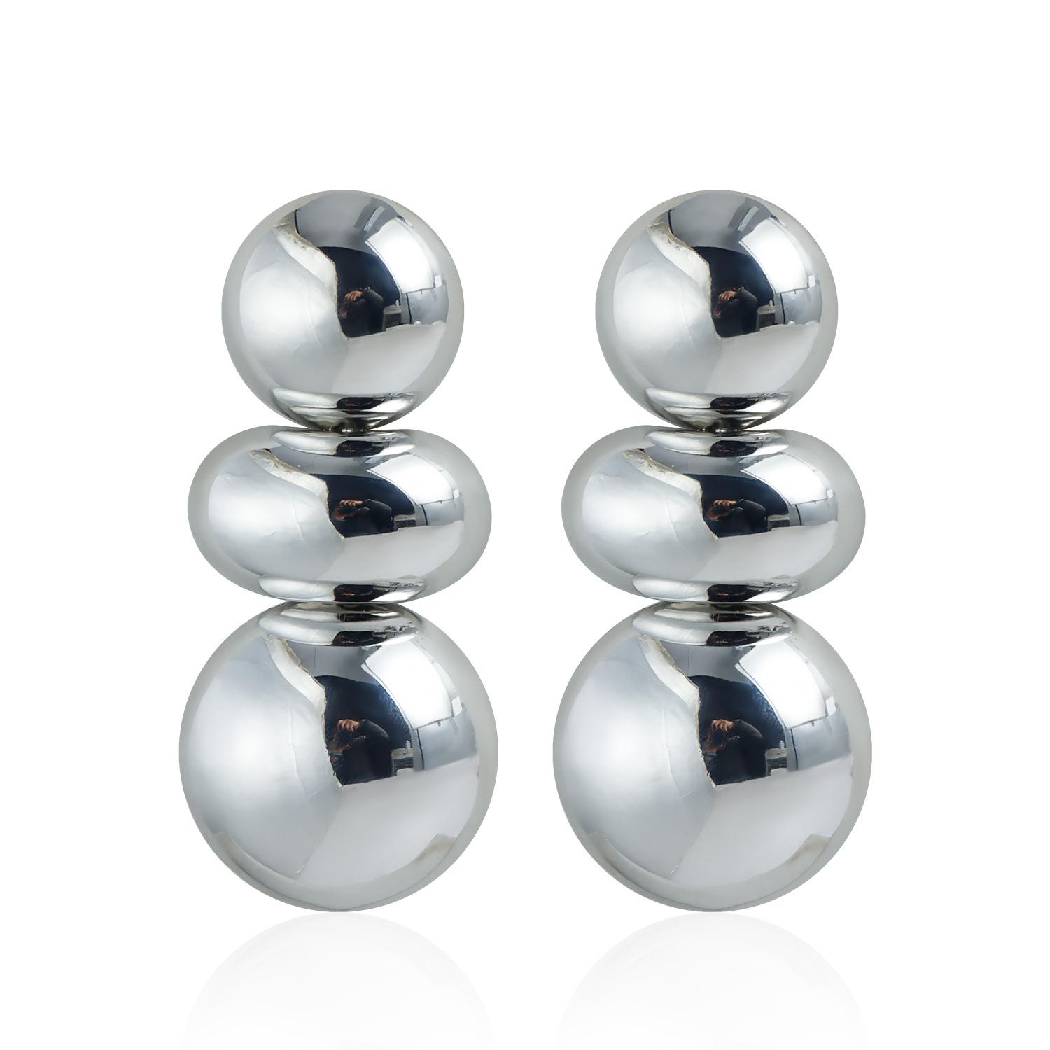 

European and American jewelry metal brushed geometric round stud earrings personality temperament exaggerated symmetrical earrings Earrings