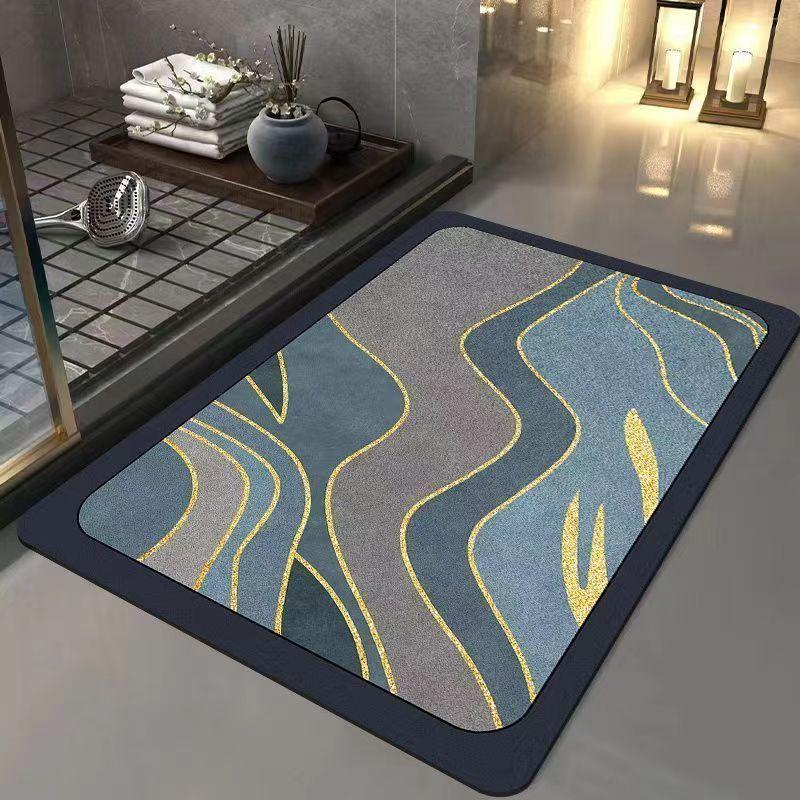 Thickened diatomaceous earth suction, rubber anti slip, light luxury bathroom door anti fouling quick drying door floor mat