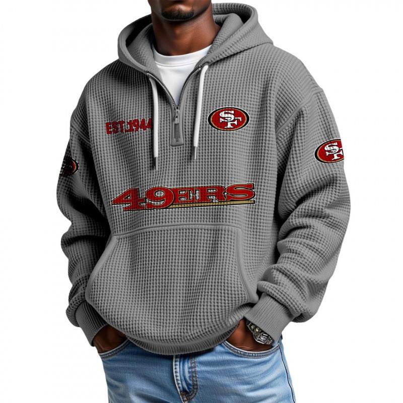 Mens Zip-Up Hoodie NFL Collection Streetwear Loose Fit Casual Sweatshirt Fall