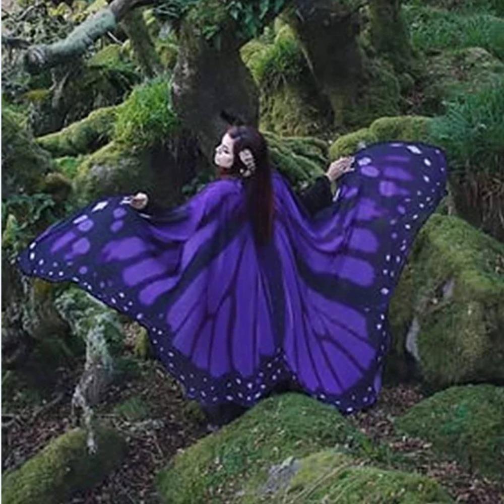 Halloween Butterfly Peacock Shawl Moth Butterfly Cosplay Costumes Trendy Butterfly Cape  Banquet фиолетовый