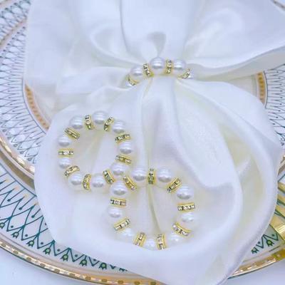 Stylish Beaded Texture Napkin Rings Gold Elegant Pearl Ring Napkins Holder Elastic Holder Napkin Ring Holder Table Decor