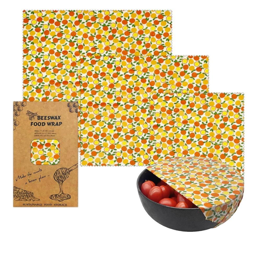 3pcs/Set Reusable Beeswax Wrap Paper Natural Food Wrapping Paper Fresh Keeping Cloth  Sandwich