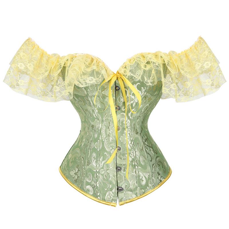 Top Corsetto in Pizzo Bardot Donna Modellante Vita Steccato Bustier Vintage Overbust Costume da Festa Shapewear