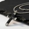 Luxe Natuurlijke Zwarte Onyx Kruis Ketting voor Mannen, Waterdichte Roestvrij Staal Kruis Hanger, Sieraden Cadeau voor Echtgenoot Vader Zoon